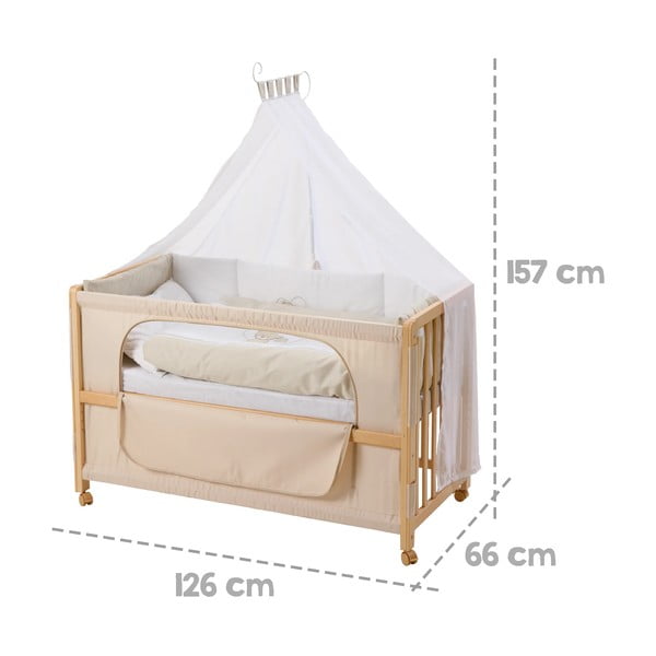 Dječji krevet na kotačićima/s baldihanom 60x120 cm u prirodnoj boji Liebhabär – Roba-image-2