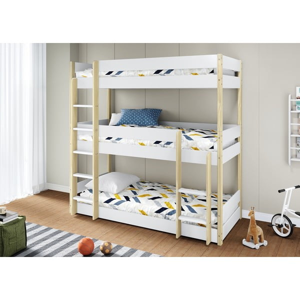 Bijeli/u prirodnoj boji dječji krevet na kat 90x190 cm Valka – Marckeric-image-2