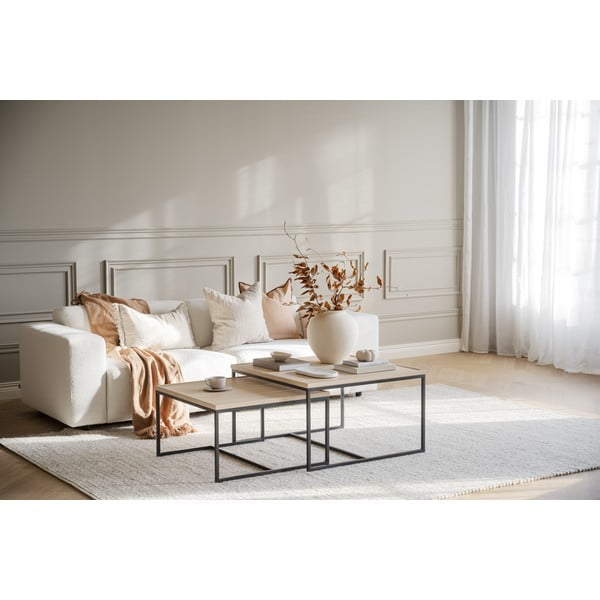 Stolić za kavu s hrastovom pločom stola u prirodnoj boji ø 70 cm Deerfield – Rowico-image-4