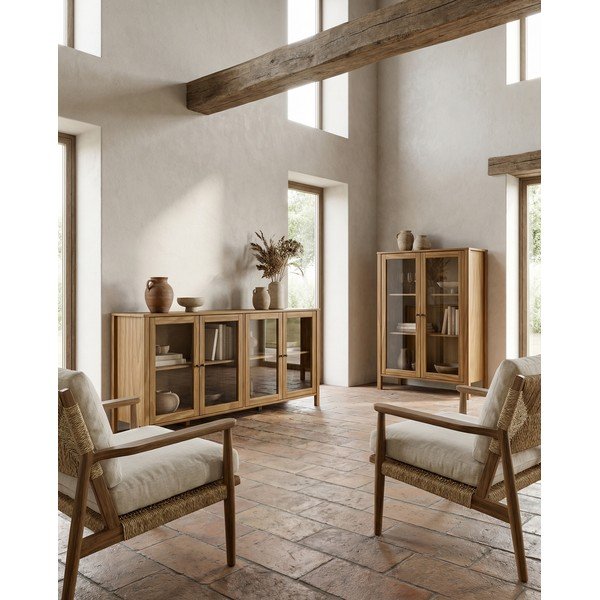 Vitrina od masivnog bora u prirodnoj boji 186x80x40 cm Alessandra – Marckeric-image-4