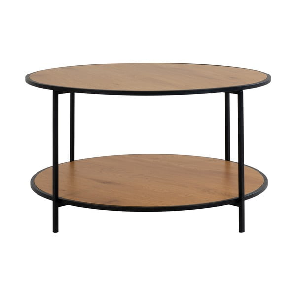 Okrugao stolić za kavu s pločom stola u dekoru hrasta u prirodnoj boji ø 80 cm Vita – House Nordic-image-2