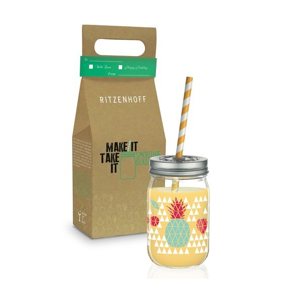 Čaša s poklopcem i slamkom Ritzenhoff Kathrin Stockebrand Ananas, 445 ml-image-2
