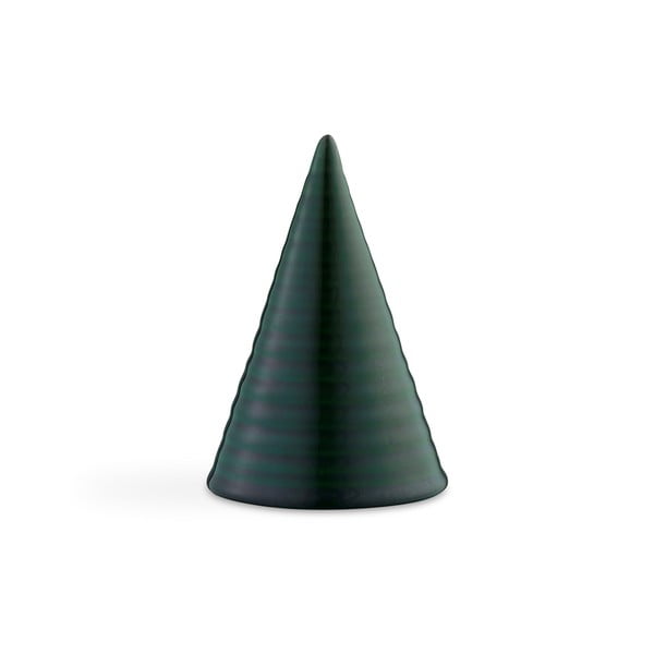 Tamnozelena ukrasna statueta od zemljanog posuđa Kähler Design Glazed Cone tamnozelena, visina 15 cm