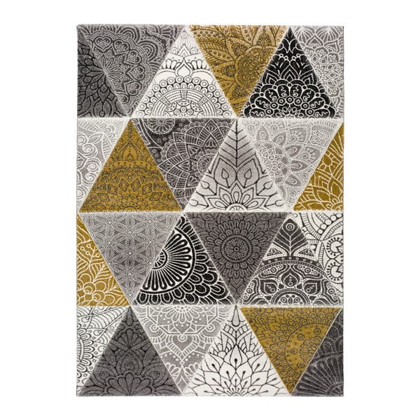 Sivo-žuti tepih Universal Amy Grey, 140 x 200 cm