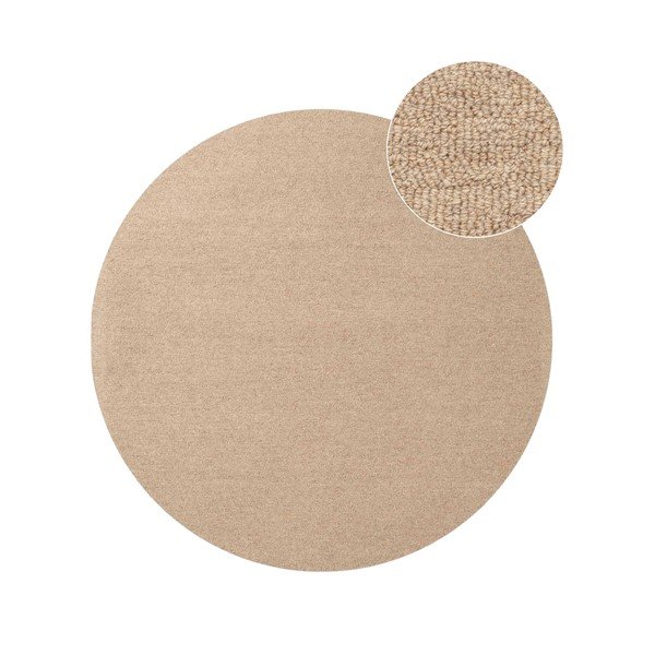 Ručno rađen vunen okrugao tepih u prirodnoj boji ø 160 cm Puristic Knots – Elle Decoration
