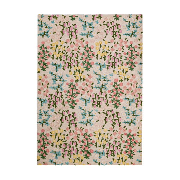 Krem ručno rađen vunen tepih 200x290 cm Emilia Floral – Flair Rugs