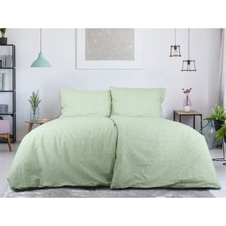 Zelena posteljina za krevet za jednu osobu od krepa 140x200 cm Green Flowers – B.E.S.