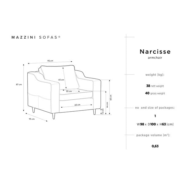 Bež fotelja Mazzini Sofas Narcisse-image-1