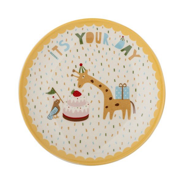 Žuti /krem dječji tanjur od kamenine ø 16 cm Celebrate – Bloomingville Mini