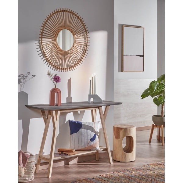 Okrugao pomoćni stol od masivnog drva munggura ø 30 cm Halker – Kave Home-image-1