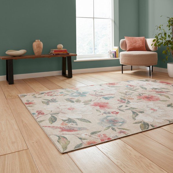 Bež periv tepih 122x170 cm Pipa Floral – Catherine Lansfield-image-1