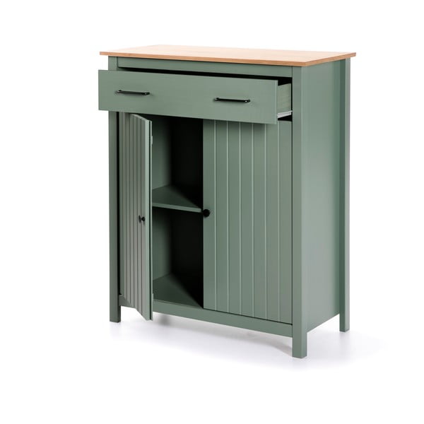 Zelena/u prirodnoj boji visoka komoda od masivnog bora 90x110 cm Miranda – Marckeric-image-3