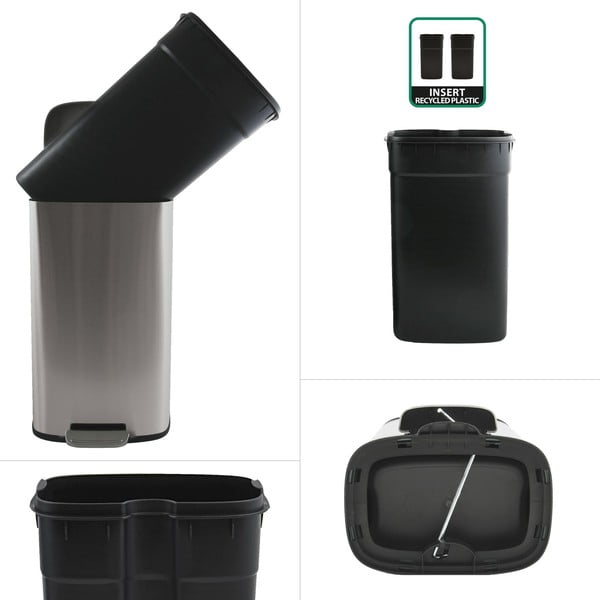 Željezna kanta za smeće s pedalom u mat srebrnoj boji 50 l   Akira – Spirella-image-2