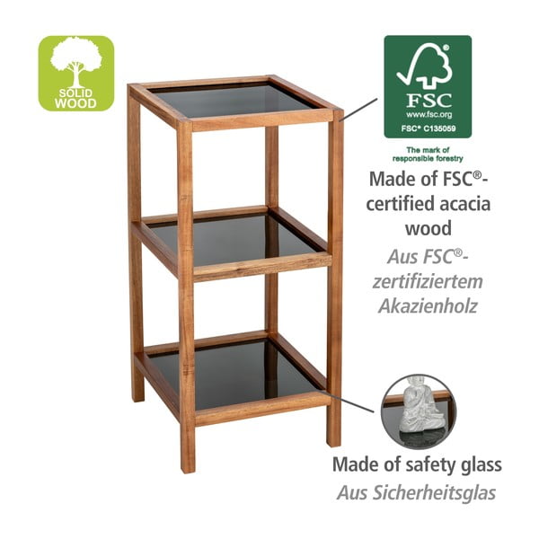 Crna/u prirodnoj boji staklena kupaonska polica 36x79 cm Fondi – Wenko-image-4