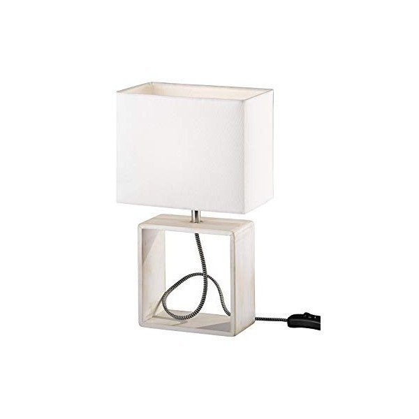 Bijela stolna lampa od prirodnog drveta i tkanine Reality Tick, visina 34 cm-image-2