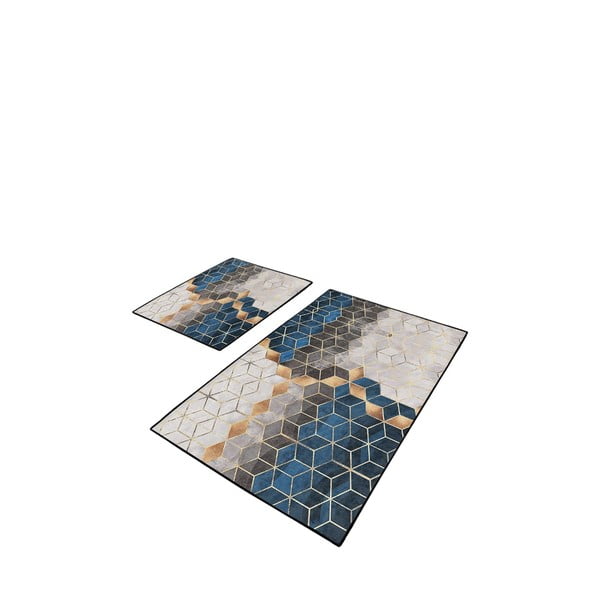 Plave/sive kupaonske prostirke u setu 2 kom 60x100 cm Optic – Mila Home