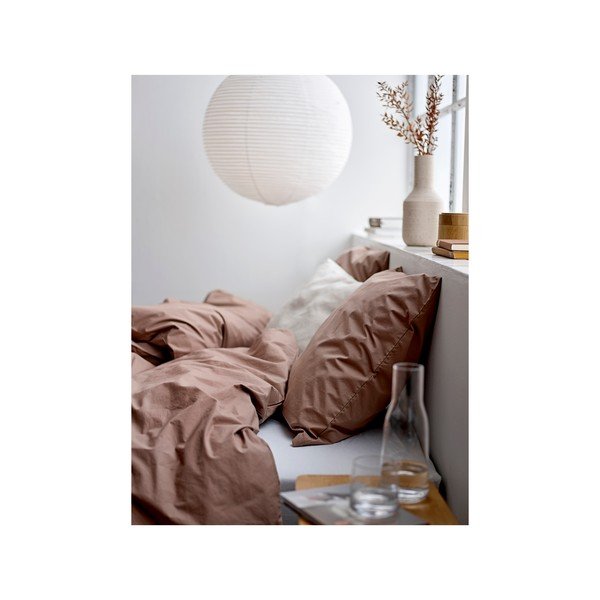 Smeđa posteljina za krevet za jednu osobu/za produženi krevet od pamučnog perkala 140x220 cm Crisp – Södahl-image-1