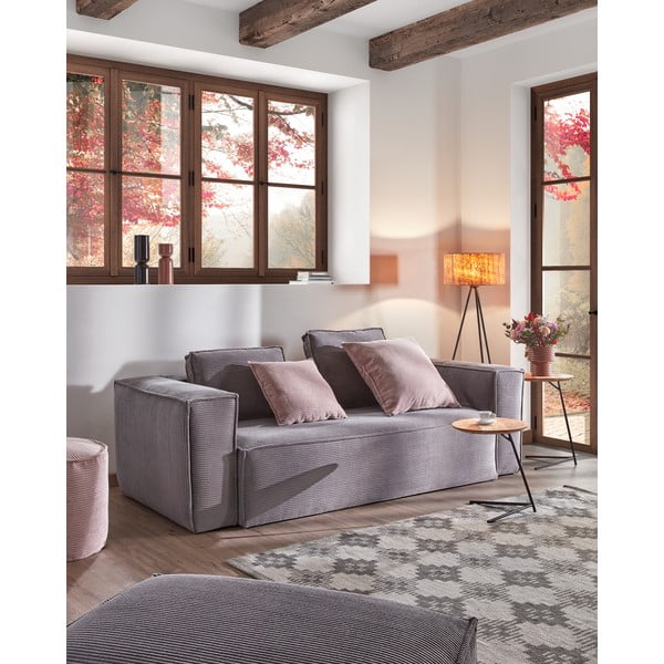 Svijetlo sivi baršunasti tabure Kave Home Blok-image-4