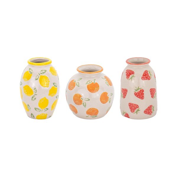 Vaze u setu 3 kom od kamenine (visina 9,5 cm) Fruit – Sass & Belle
