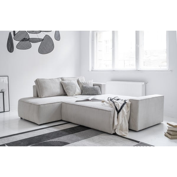 Bijela sklopiva kutna garnitura od samta (s lijevim kutom) Brave Dave – Miuform-image-4