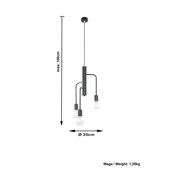 Crna stropna lampa Sollux Donato 3M-image-3