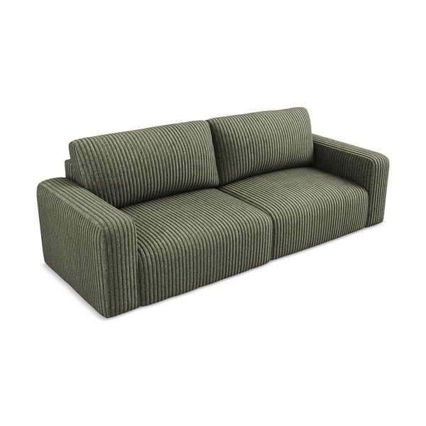 Zelena sklopiva/s prostorom za odlaganje sofa od samta 252 cm Kona – Makamii-image-3
