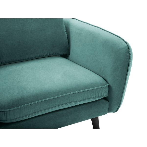 Petrolej plava baršunasta fotelja s crnim nogama Kooko Home Lento-image-4