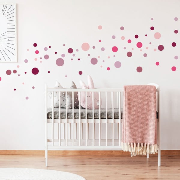 Set s 100 ružičastih zidnih samoljepljivih naljepnica Ambiance Round Stickers-image-1