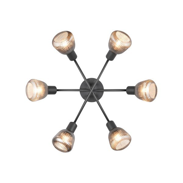 Crna stropna svjetiljka sa staklenim sjenilom Tarifa – Trio-image-4