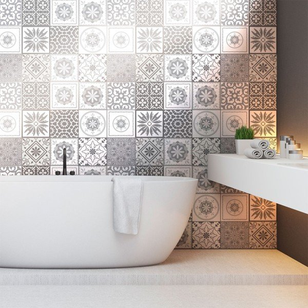 Set od 12 zidnih samoljepljivih naljepnica Ambiance Cement Tiles Shades of Gray Cordoba, 10 x 10 cm-image-3