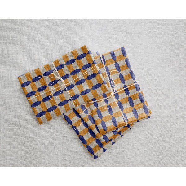 Set od 4 pamučne salvete Really Nice Things Orange Geometric, 43 x 43 cm-image-2