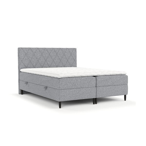 Sivi boxspring krevet s prostorom za pohranu 180x200 cm Gwen – Maison de Rêve