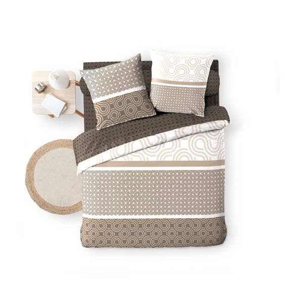 Smeđa pamučna posteljina za bračni krevet/za produženi krevet s uključenom plahtom/6-dijelna 240x220 cm Pacha – douceur d'intérieur-image-3