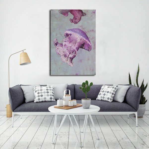 Ručno oslikana slika u okviru od borovine Mauro Ferretti Medusa ljubičasta, 80 x 120 cm-image-1