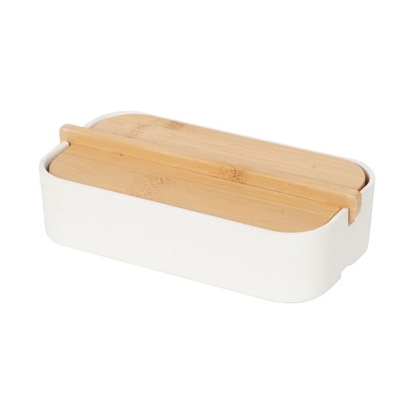 Bijela kutija za pohranu s poklopcem od bambusa Compactor Ecologic, 15,4 x 8,3 cm