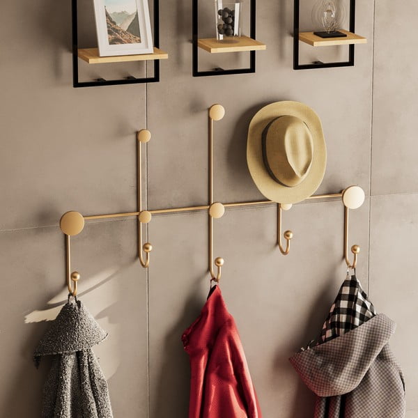 Metalna zidna vješalica u zlatnoj boji Dama – Kalune Design-image-2