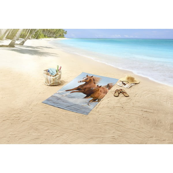 Plavi/smeđi ručnik za plažu od samta za djecu 75x150 cm Free – Good Morning-image-1