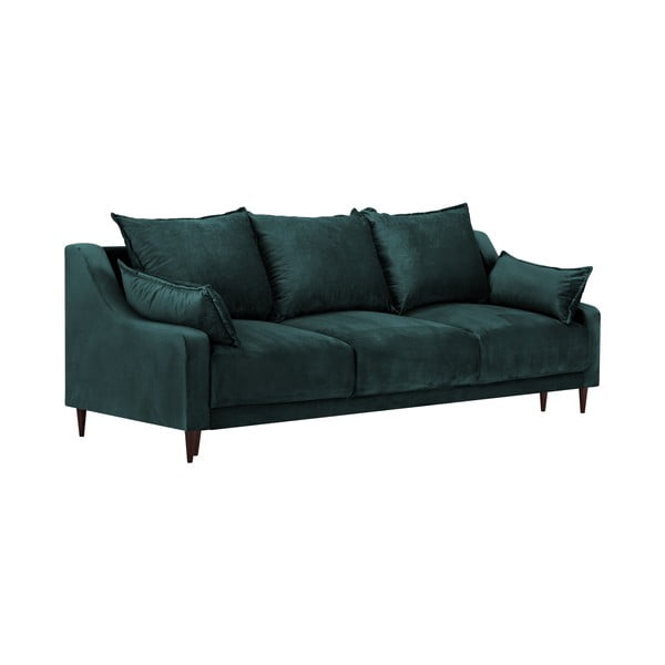 Plavo-zeleni baršunasti kauč na razvlačenje sa prostorom za odlaganje Mazzini Sofas Freesia, 215 cm-image-2