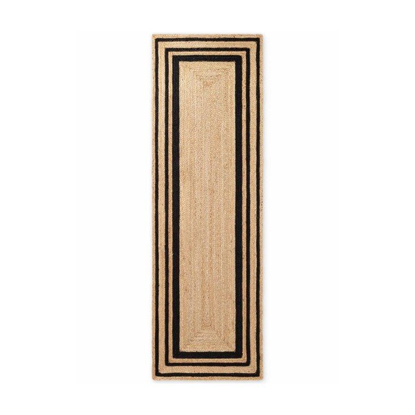 Crna/u prirodnoj boji obostrana/ručno rađena jutena staza 80x250 cm Looma – Hanse Home