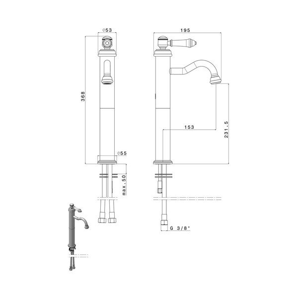 Stojeća slavina za umivaonik u sjajno srebrnoj boji Vienna – Sapho-image-4