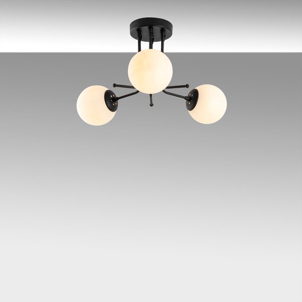 Crna stropna svjetiljka sa staklenim sjenilom ø 15 cm Daisy – Opviq lights-image-4