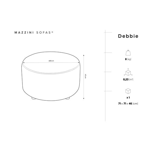 Bež tabure Mazzini Sofas Debbie, ø 68 cm-image-3