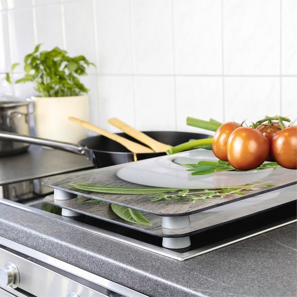 Set od 2 staklena poklopca za štednjak Wenkooo Herbal, 52 x 30 cm-image-1