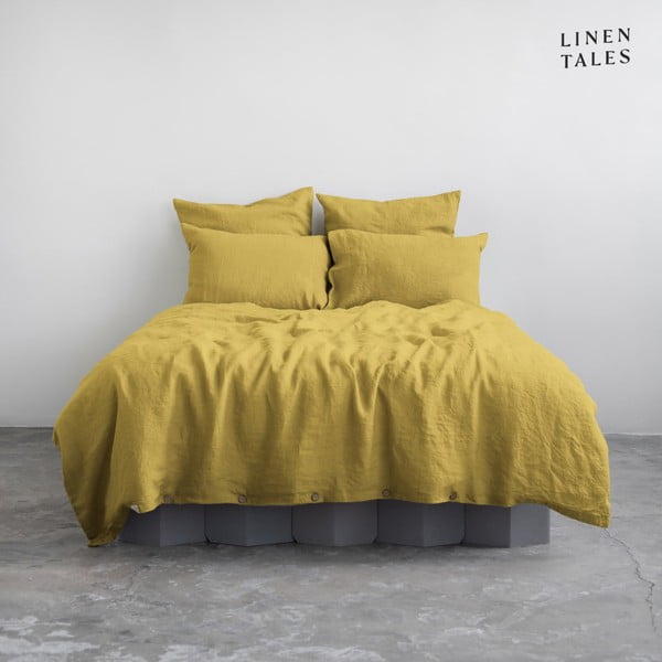Žuta lanena posteljina za bračni krevet 200x200 cm - Linen Tales