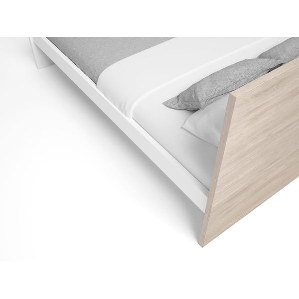 Bijeli/u prirodnoj boji bračni krevet u dekoru hrasta 160x200 cm Sahara – Marckeric-image-4