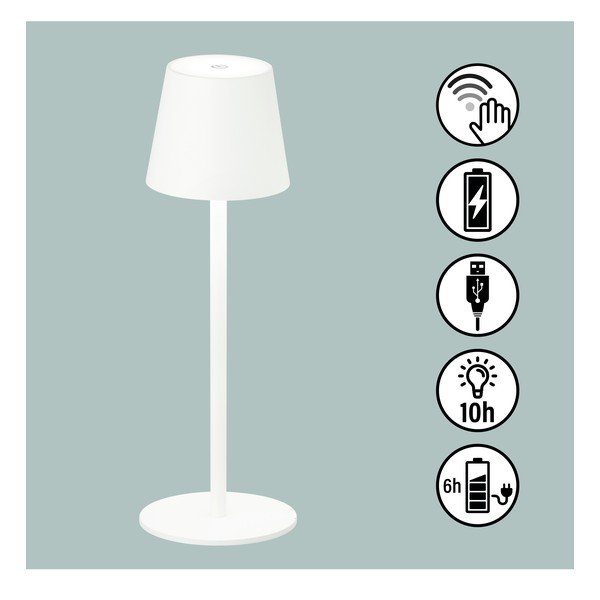 Bijela LED prigušiva stolna svjetiljka sa senzorom pokreta i metalnim sjenilom (visina 38 cm) Tropea - Fischer & Honsel-image-2