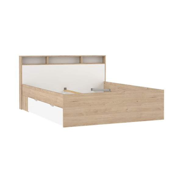 Bračni krevet u dekoru hrasta s prostorom za odlaganje bez podnice 160x200 cm u prirodnoj boji Ikast – Tvilum-image-2