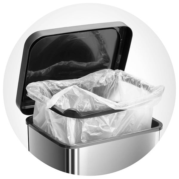 Crna kanta za otpatke na pedale od reciklirane plastike 40 l Paso - Rotho-image-1