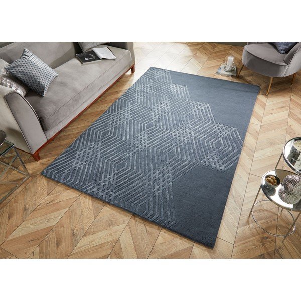 Plavi vuneni tepih Flair Rugs Diamonds, 160 x 230 cm-image-4