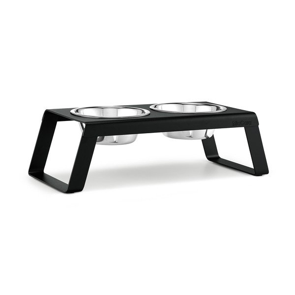 Metalni set posuda s postoljem za pse Desco Black M – MiaCara
